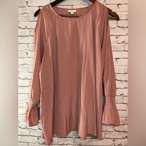 J. Jill Salmon Longsleeve Cold Shoulder Blouse Large